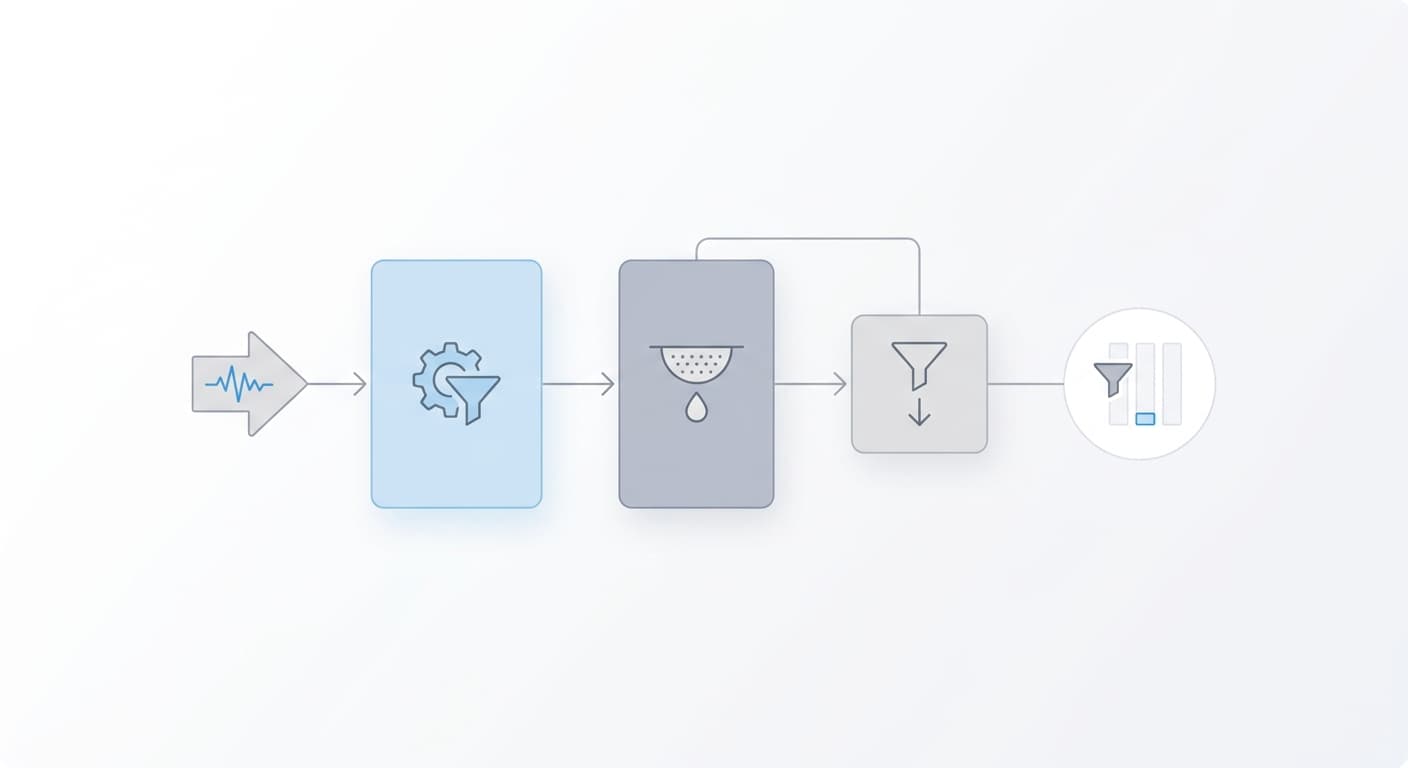 Four-step pipeline diagram showing a referrer signal being stripped at each stage before reaching an analytics destination, illustrating how ChatGPT referral data is lost
